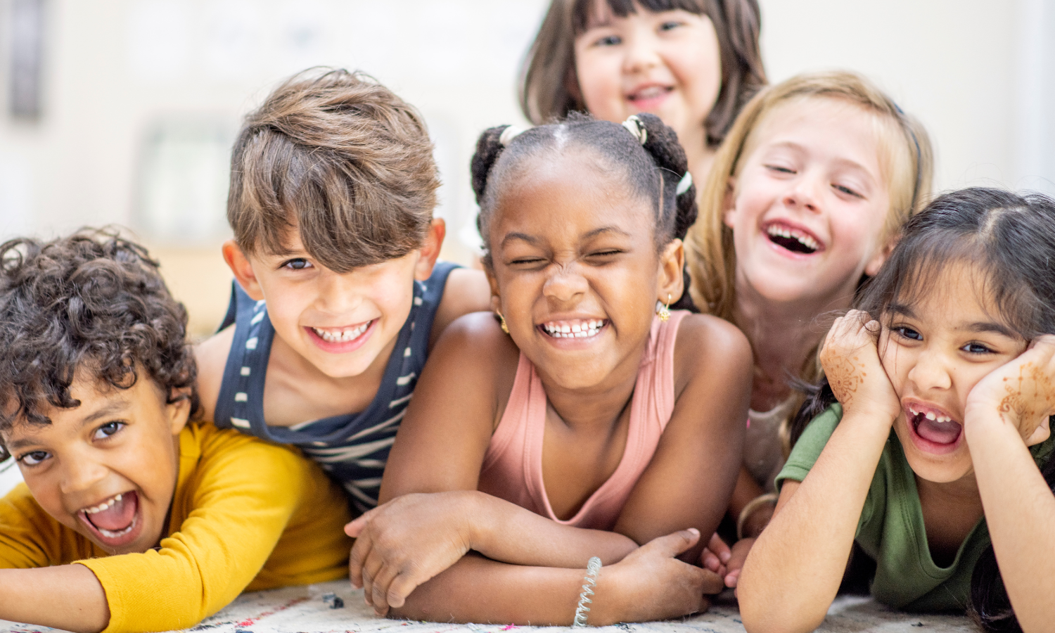 Kids lying down and having fun